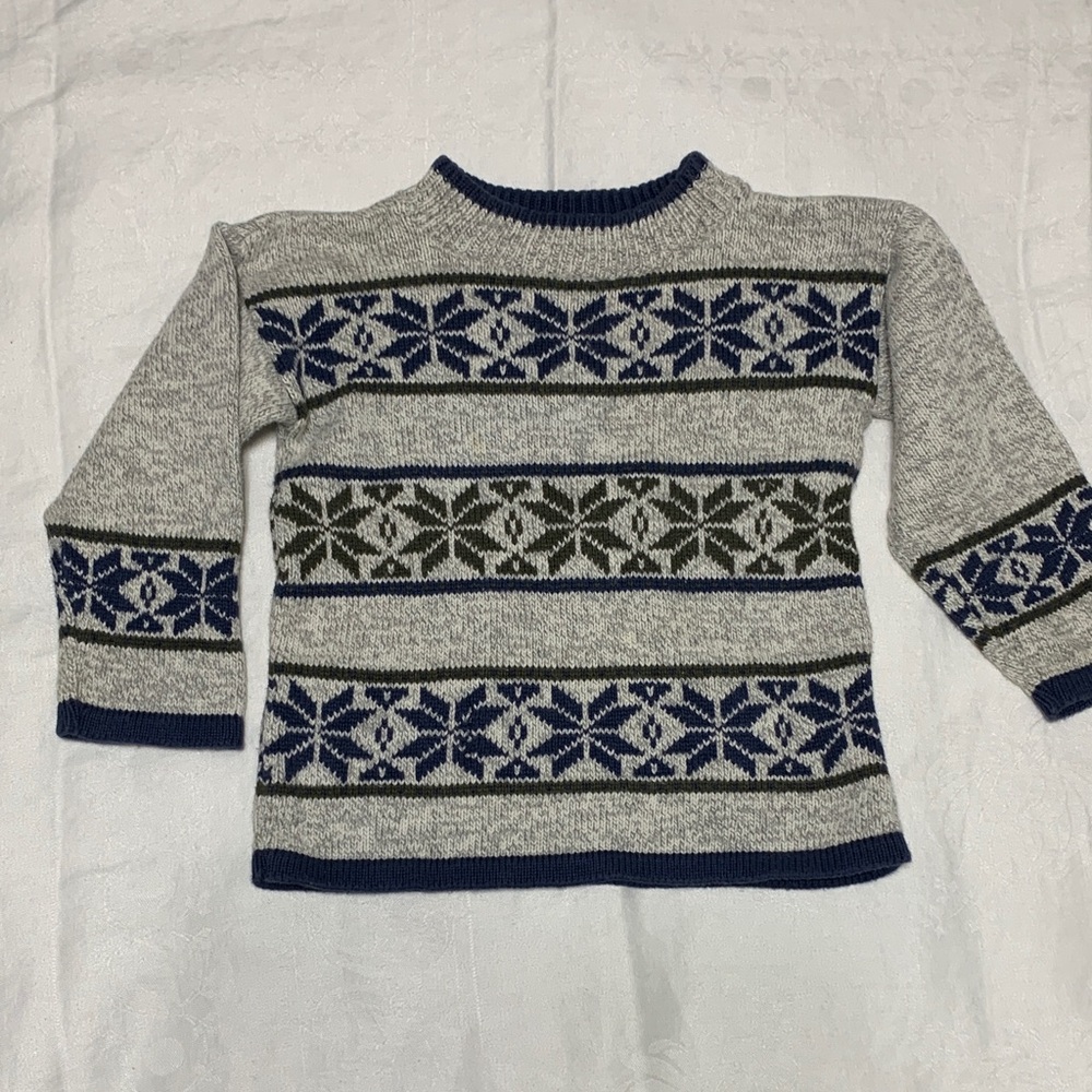 Carter's Gray and Blue Patterned Crewneck Sweater